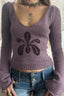 Floral V-Neck Relaxed-Fit Sweater