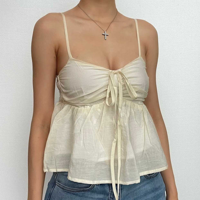 Strappy Ruffled Ruched Cami Top with a V-Neck Main image