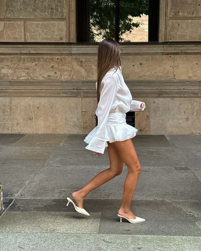 Relaxed-Fit Twist-Detail Mini Dress with Pleat Details Main image