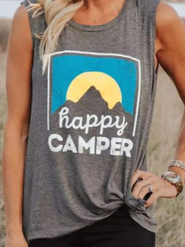 Printed Sleeveless T-Shirt with a Round Neck Main image