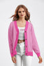 Long Sleeve Loose Knit Cardigan Sweater One Size / Pink