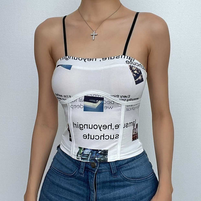 Lettered Corset-Style Strappy Cami Top Main image