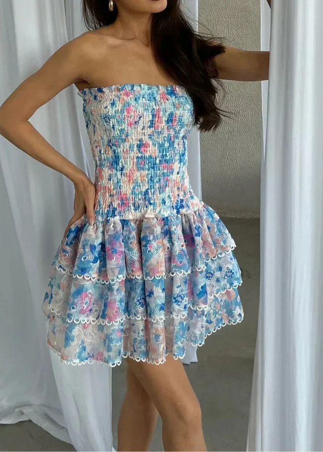 Floral Strapless Dress Main image