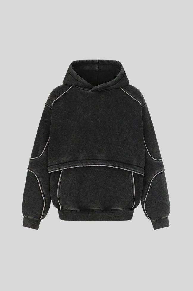 Oversized Washed Hoodie with Panel Seams Main image