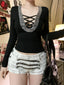 Sparkling V-neck Knit Top Black / S