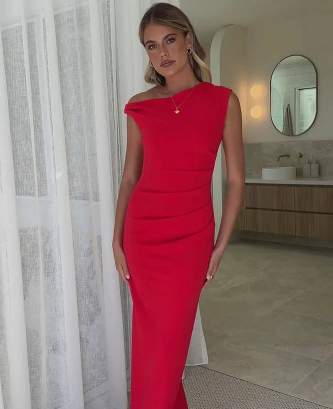 Asymmetric Zip-Detail Slit-Detail Dress Main image