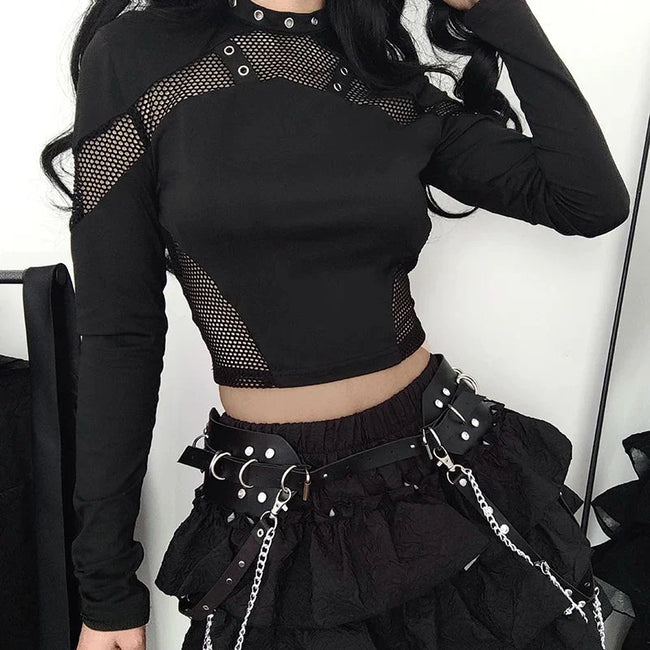 Sheer Mesh Knit Top Black / S Main image