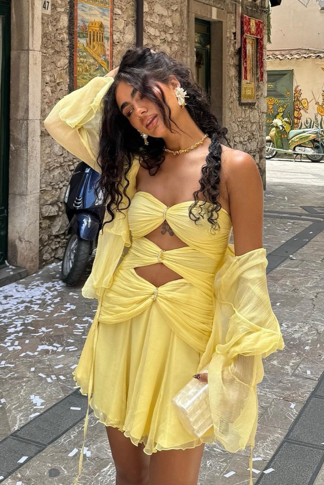 A-Line Asymmetric Draped Mini Dress Main image