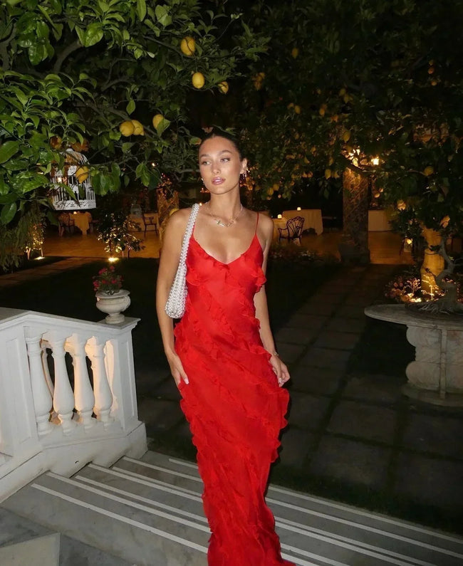 Off-Shoulder Maxi Dress with an Open Back Main image