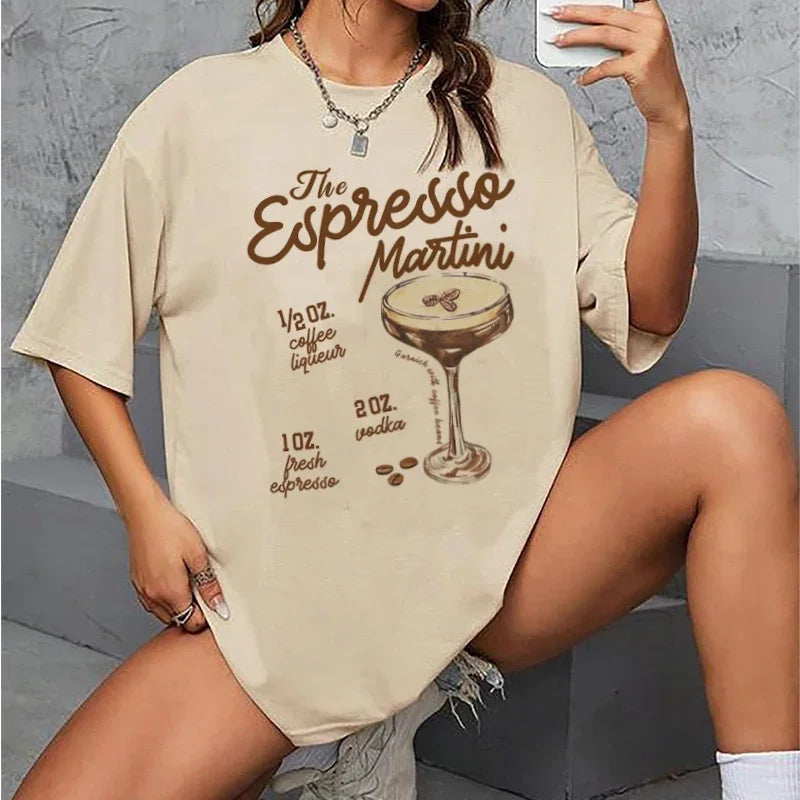 Espresso Martini Recipe Retro T-shirt Khaki / S t-shirt-250223