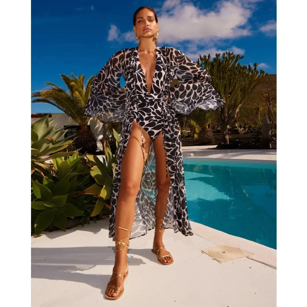 Retro Deep V Swimwear One Piece Black / S onepiece-250223