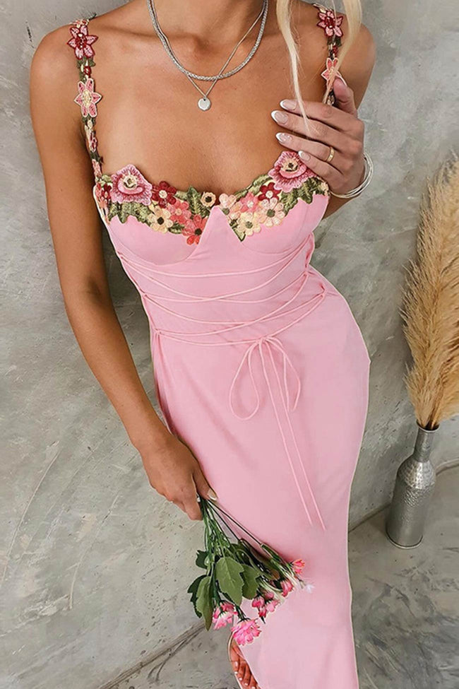 Strappy Floral Dress with Embroidery Main image