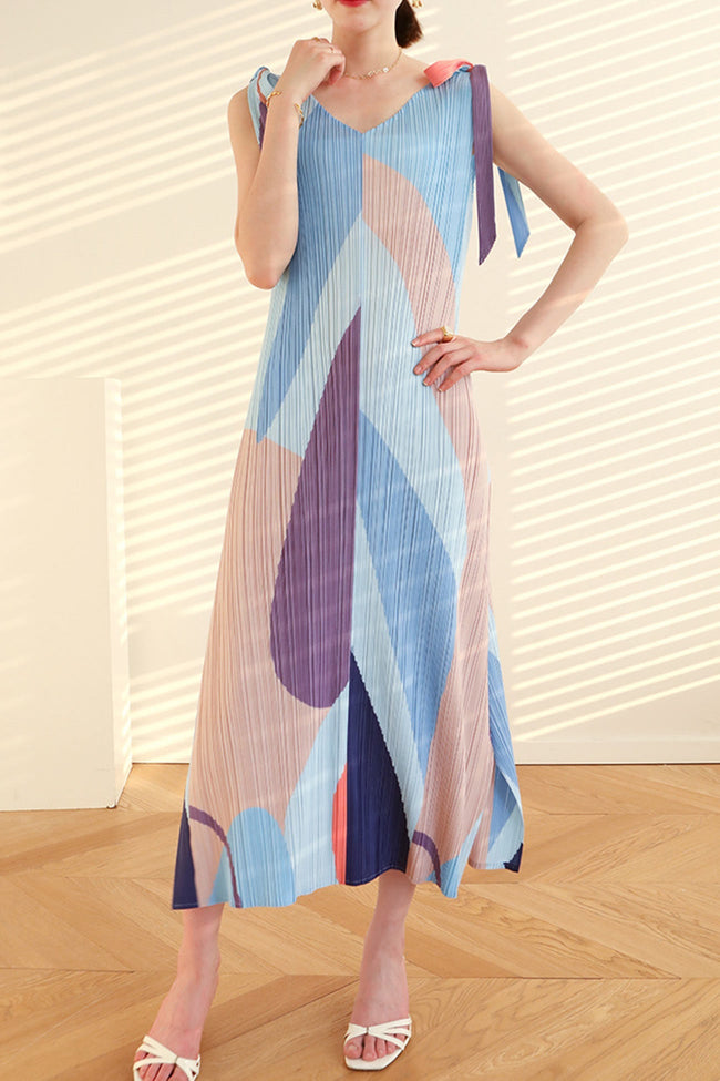 Printed Dress with Pleat Details Main image