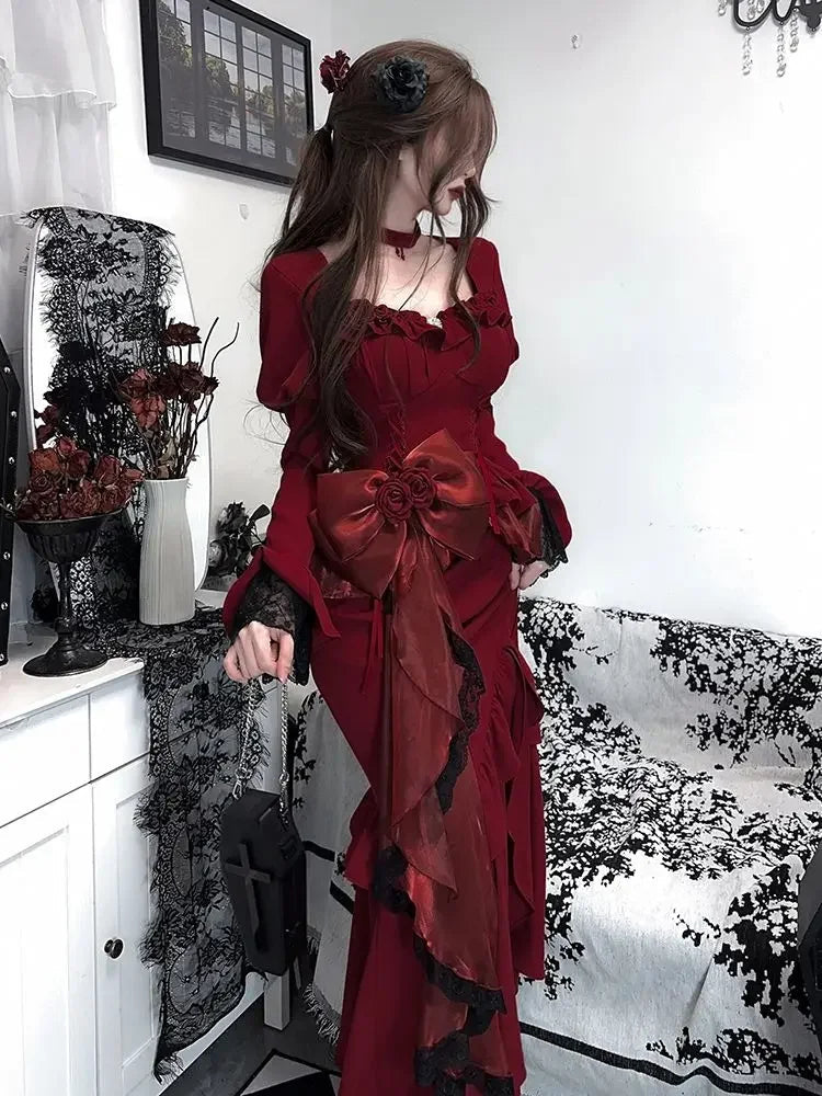 Vintage Velvet Tall Waist Rebel Midi Dress