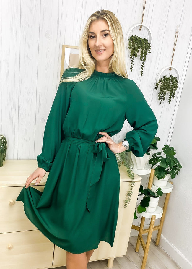 Ruffled Midi Dress with a Waist Tie Main image