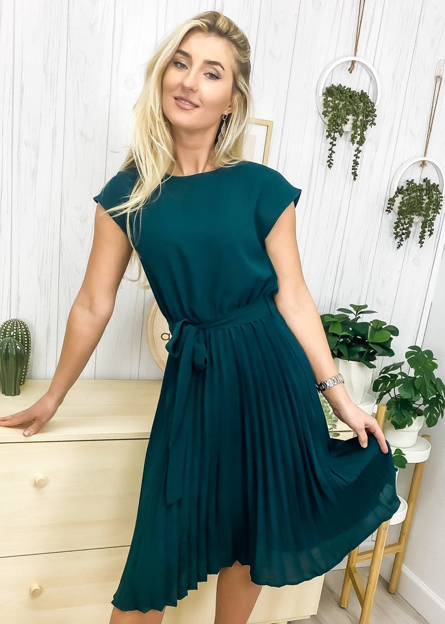 Tie-Waist Dress with Pleat Details Main image