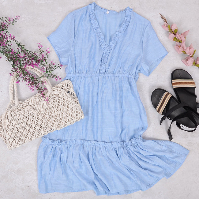 Flared Dress with Ruffle Details Main image