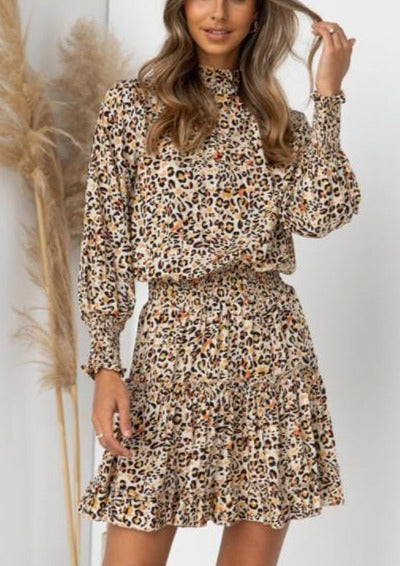 Leopard-Print Dress with a High Neck Main image