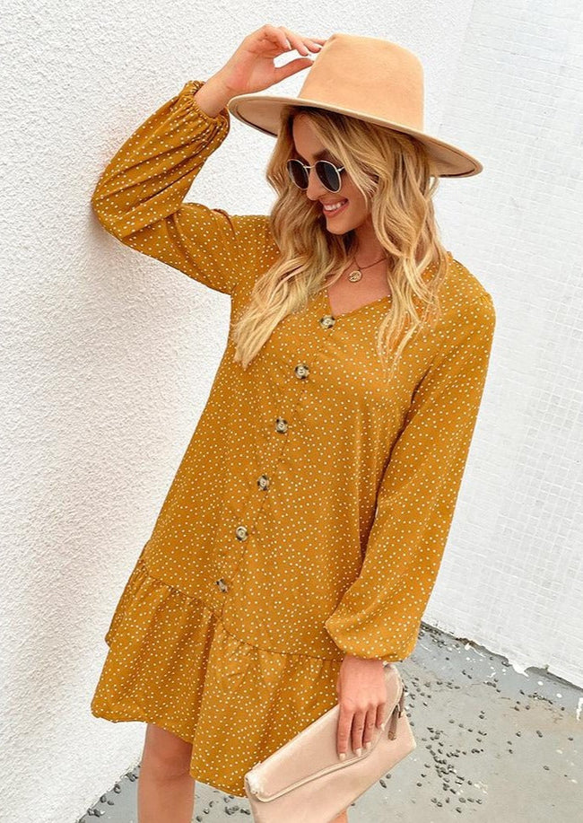 Polka-Dot Dress with Button Details Main image
