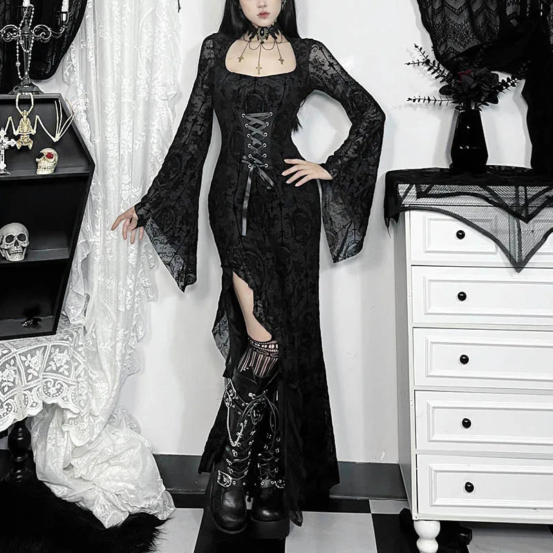 Cross Soft Long Sleeved Midi Dress Black / S