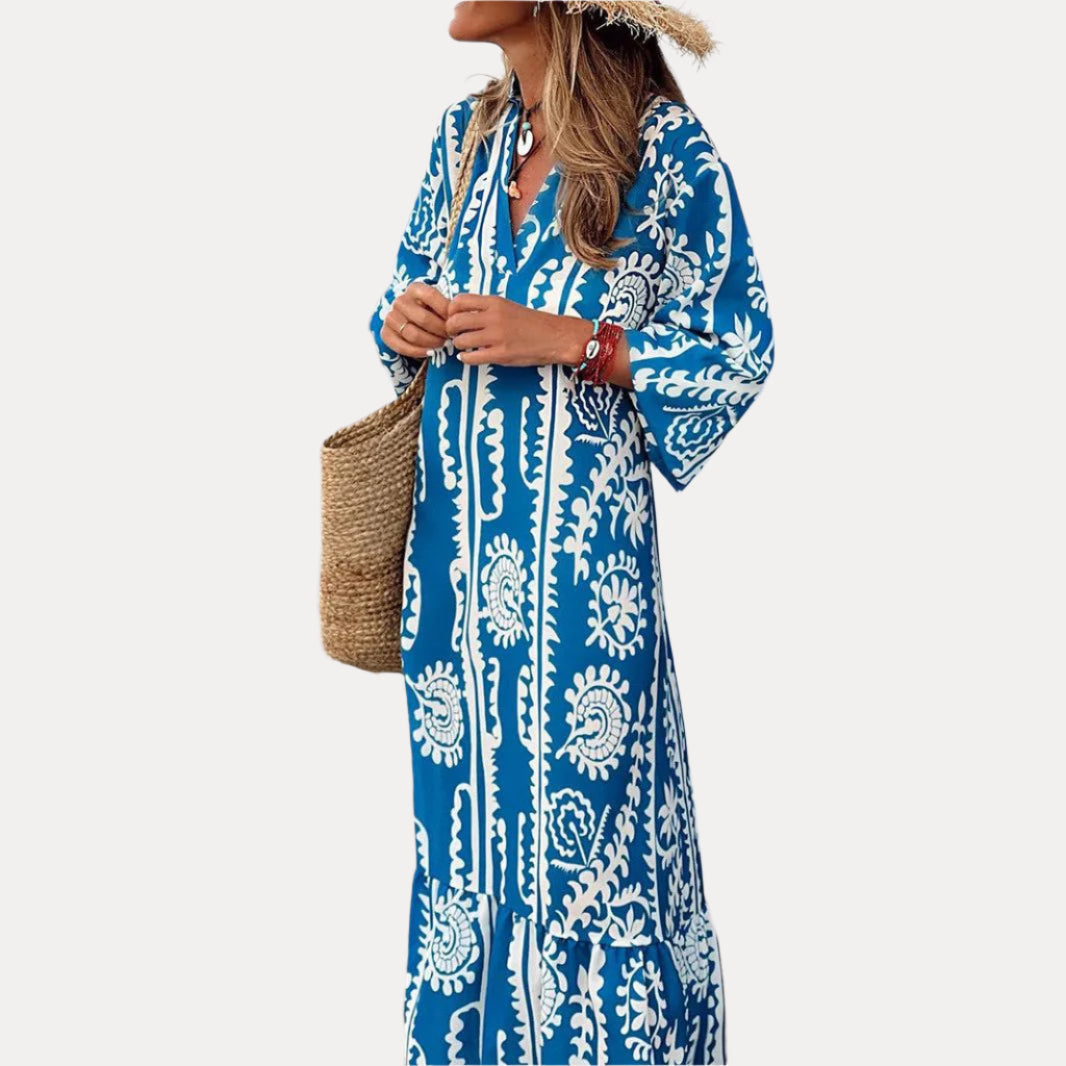 Boho Long Dress with a V-Neck