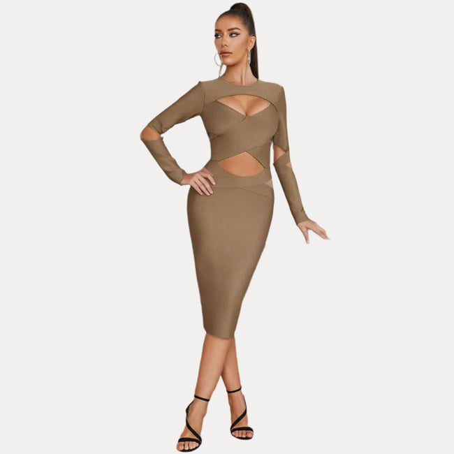Fitted Bandage-Style Asymmetric Dress Main image