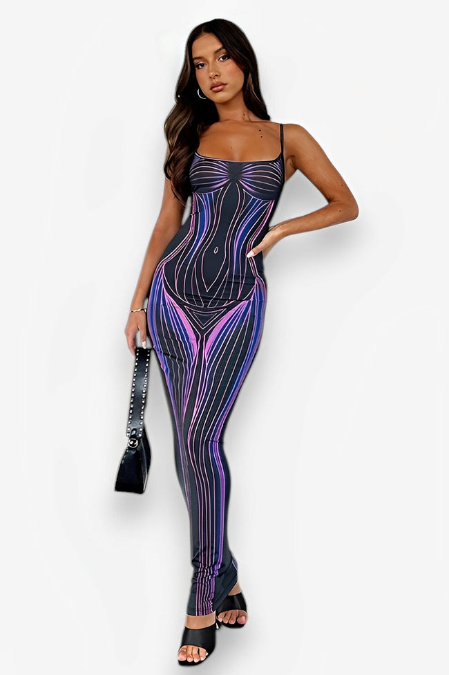 Striped Strappy Long Dress Main image