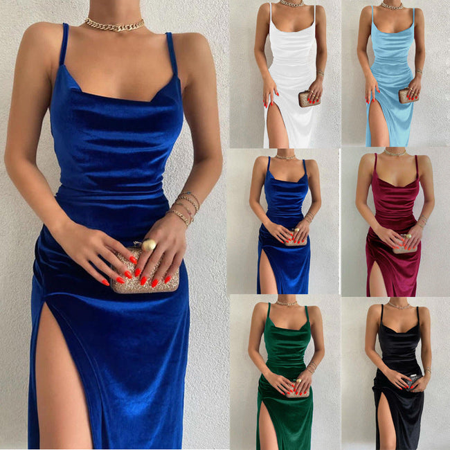 Velvet Midi Dress with a Split Detail Main image