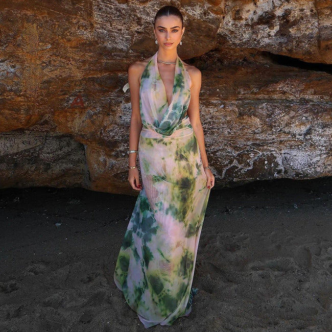 Open-Back Maxi Dress with a Halter Neck Main image