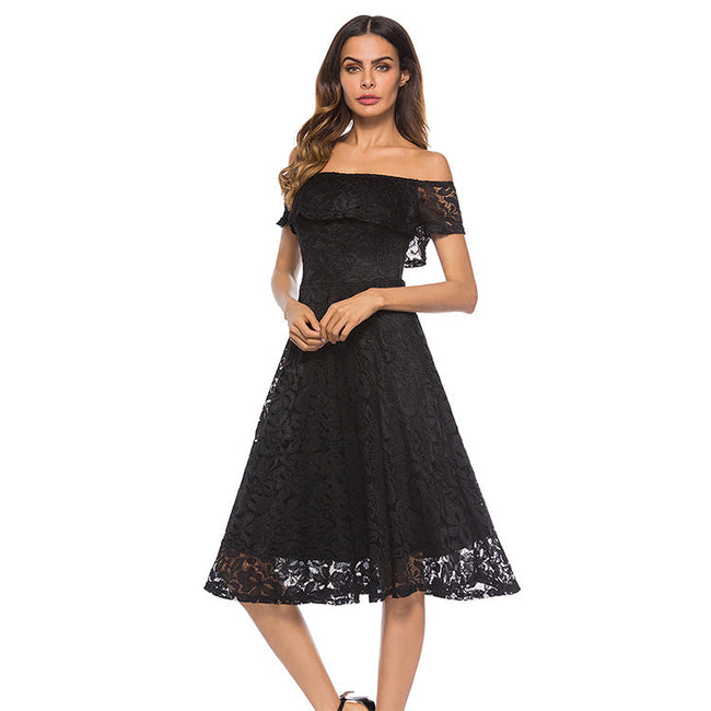 Lace Evening Dress with Scalloped Edges Main image
