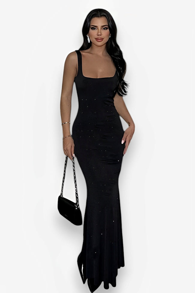 Scoop-Neck Fitted Strappy Dress with Sequin Detail Main image