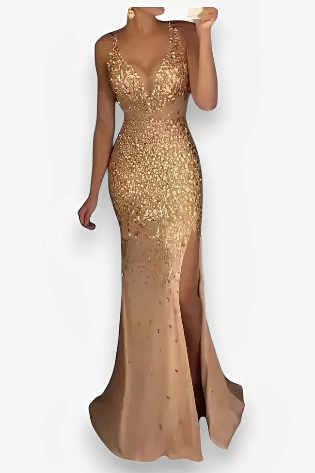 Evening Long Dress with a Split Detail Main image