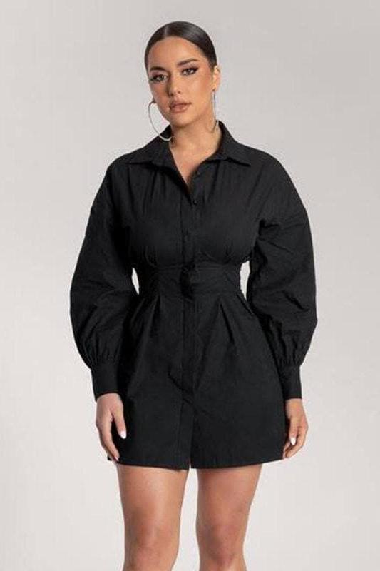 Long-Sleeve Dress with a Waist Tie Main image