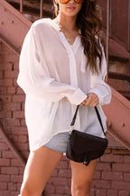 Relaxed-Fit Long-Sleeve Blouse with Pleat Details