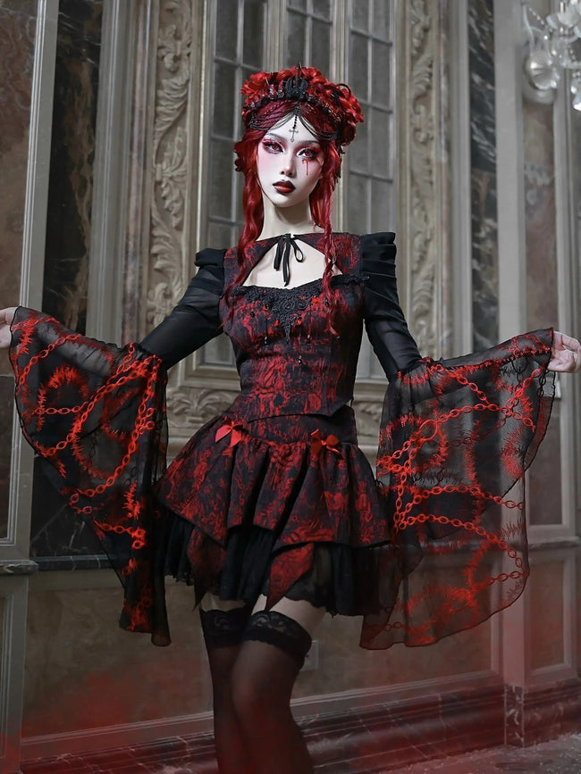 Dark Crimson Ebony Rose Lace Blouse red / S Main image