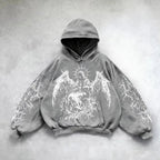 Harajuku Mysterious Printed Hoodie gray / M