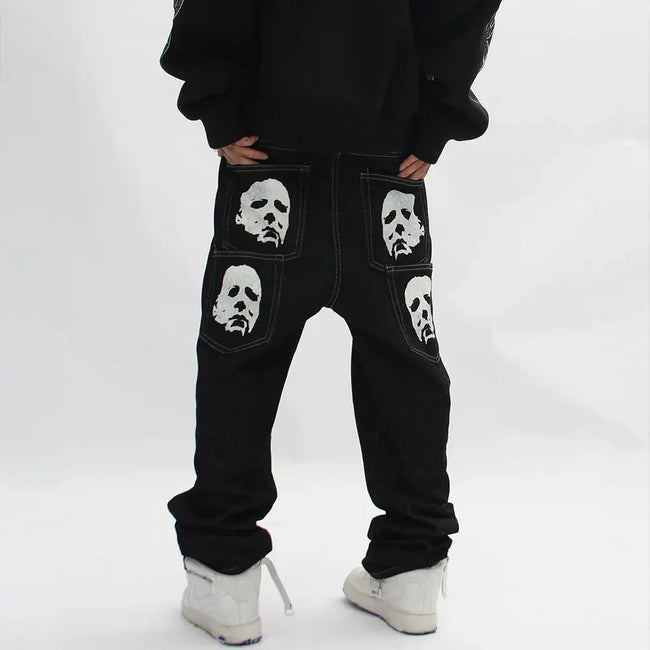 Bat Print Gothic Streetwear Pant black / S Main image