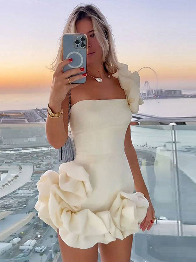 Off-Shoulder Bodycon Mini Dress with Ruffle Details Main image