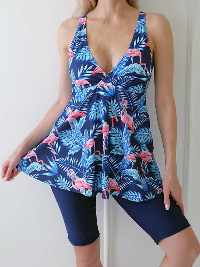 Straped Print Beach Dress Two Piece Set Main image