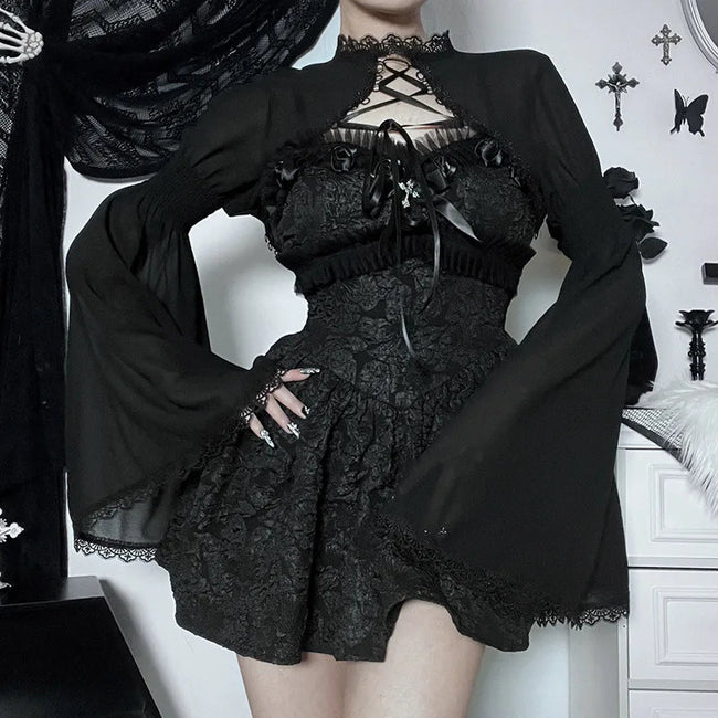 Graceful Tie Up Chiffon Top Black / S Main image