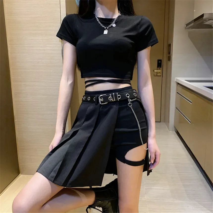 Plaid Irregular High Waist Skirt