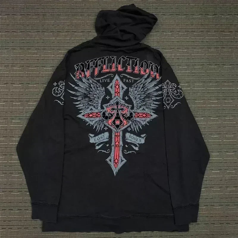 Distress Road Medieval Zip Hoodie black7 / S