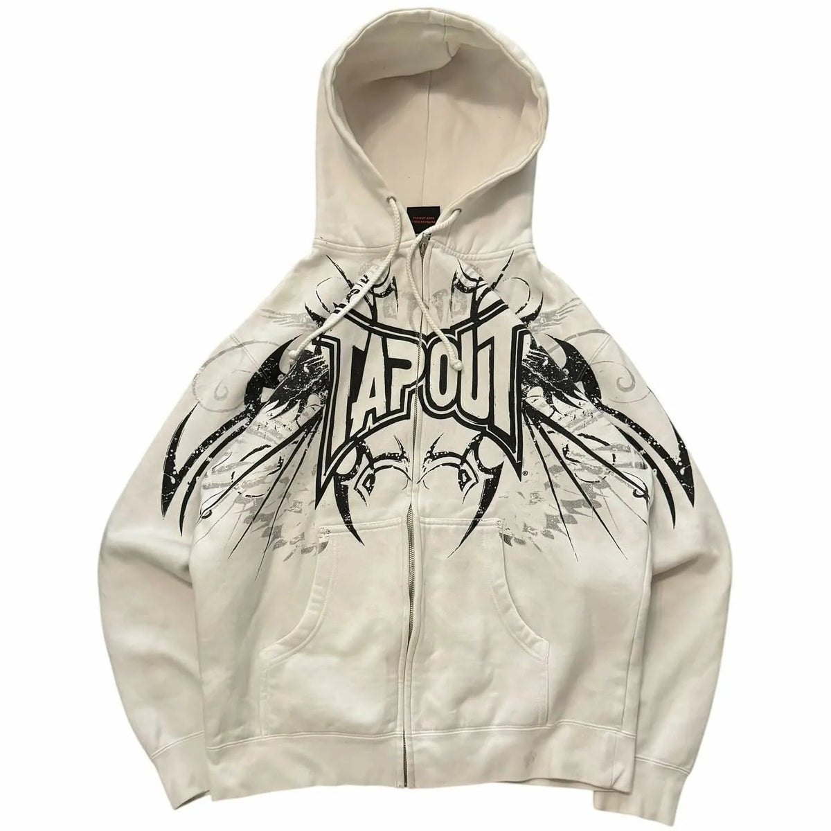 Dark Vintage Letter Zip Hoodie white2 / S