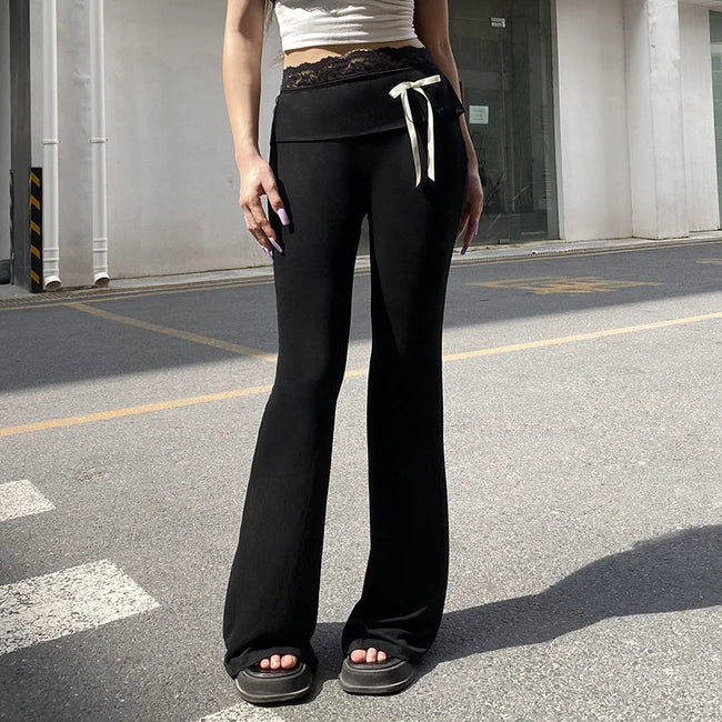 Dark Gothic Slim Lace Flared Pant Black / S Main image