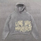 Dark Off Shoulder Pullover Hoodie Gray / M