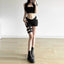 Exposed Waist Stretchy Dark Short Black / S