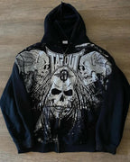 Dark Skull Design Zip Hoodie black2 / S