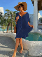 Lace Up Bikini Cover Up DEEP BLUE / One Size