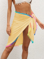 Gradient Tassel Beach Shawl Wrap Cover Up Yellow / One Size