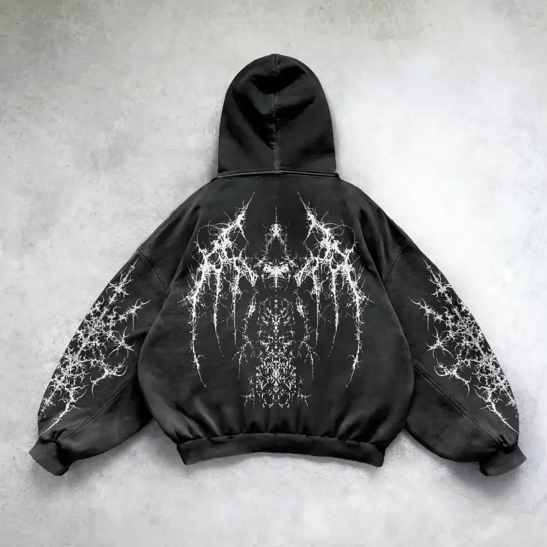 Harajuku Mysterious Printed Hoodie black2 / M